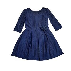 Pippa & Julie Girls Navy Blue Formal Fancy Lace Dress Size 12